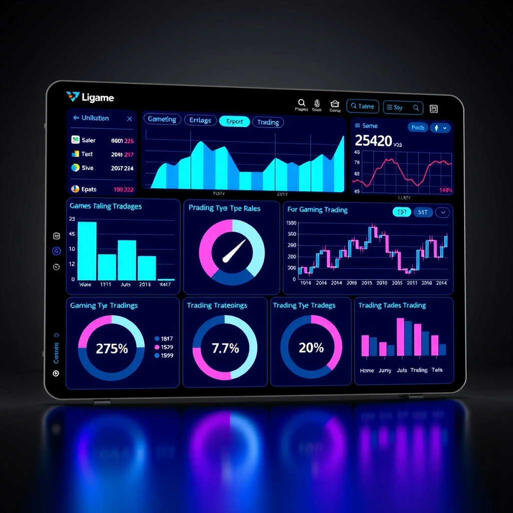 Dashboard showing game analytics and trading information